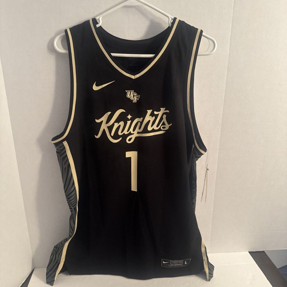 UCF Knights Nike Engineered Basketball Jersey Size Large Black Gold Palm Trees